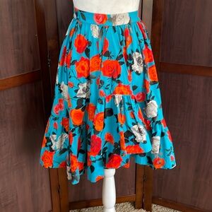 MSGM MILANO Floral-Print‎ Ruffled Poplin Skirt. size 42